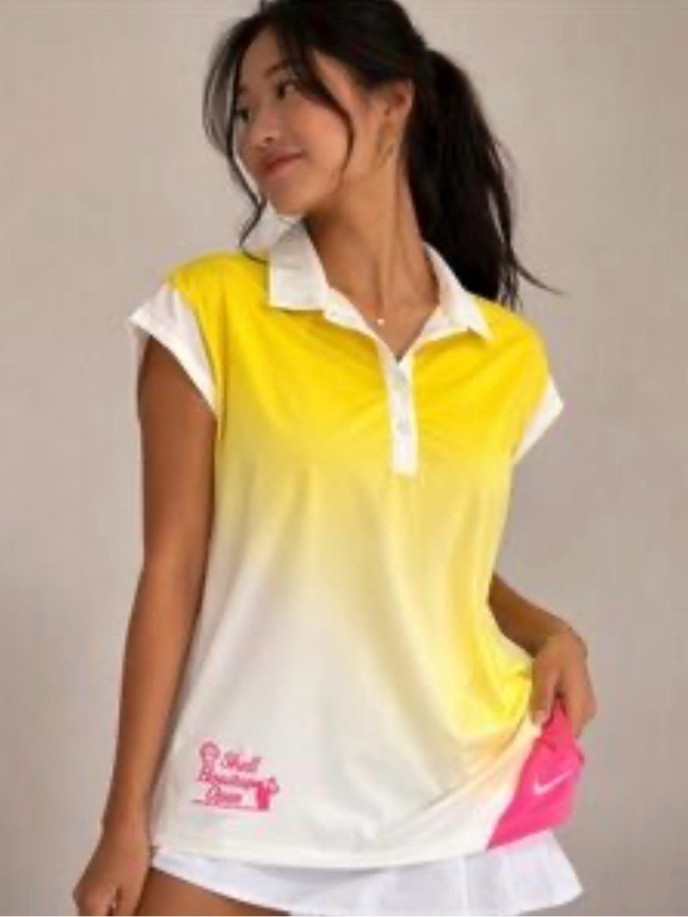 Nike Yellow-to-White Ombre Polo with White Collar